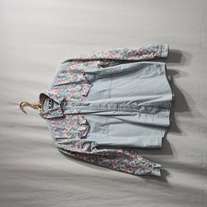 Denim Button-Down with Southwest Pattern
